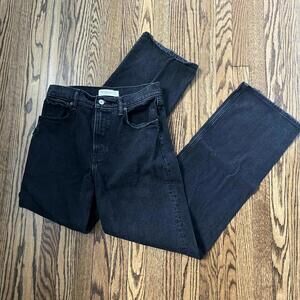 Washed black high-waisted straight-leg rip in the back jeans Abercrombie & Fitch